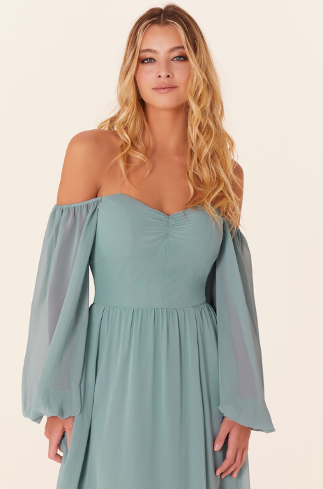 Chiffon bishop sleeve bridesmaid dress - SPECIAL ORDER ONLY