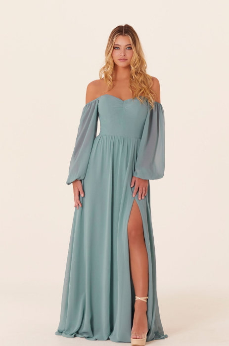 Chiffon bishop sleeve bridesmaid dress - SPECIAL ORDER ONLY