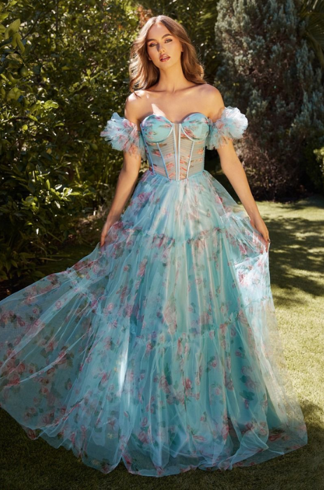 Floral chiffon prairie gown