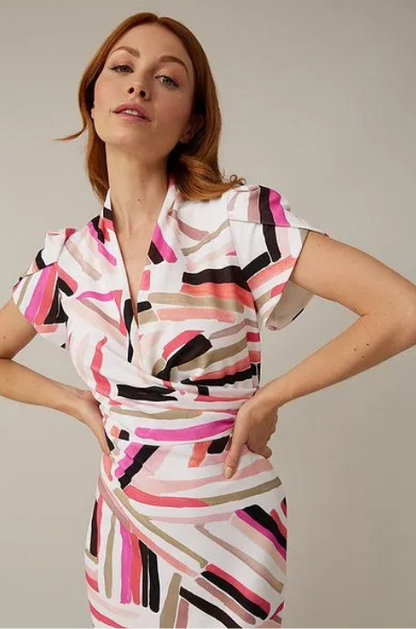 Structured stretch crepe printed dress