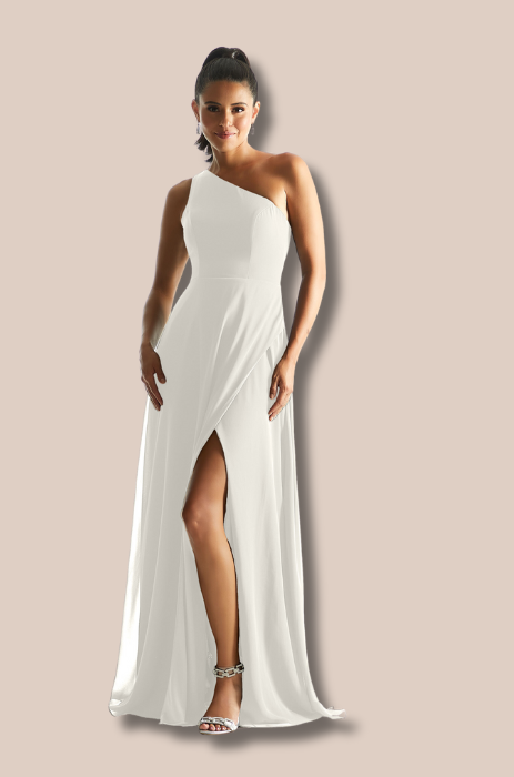One shoulder chiffon dress