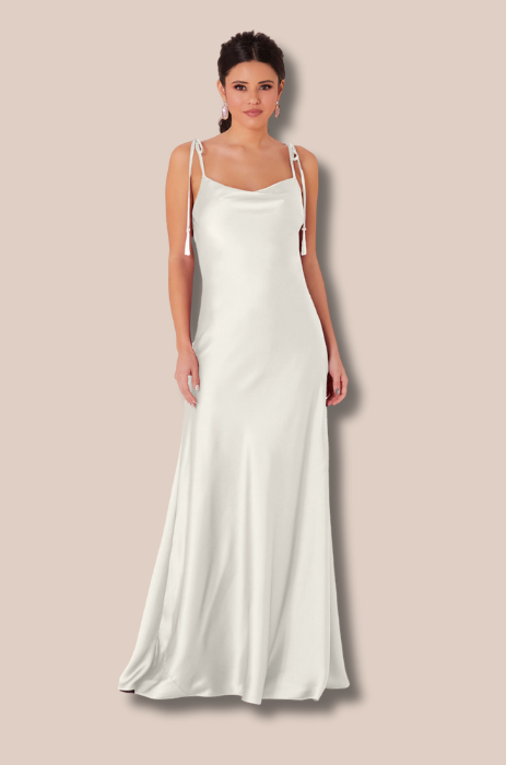 Luxe satin sheath dress with tassel ties