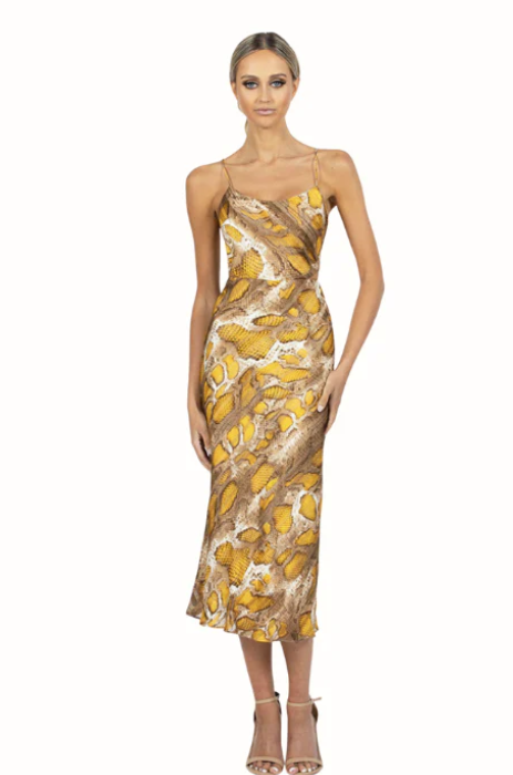 Bariano serpent tie back bias dress