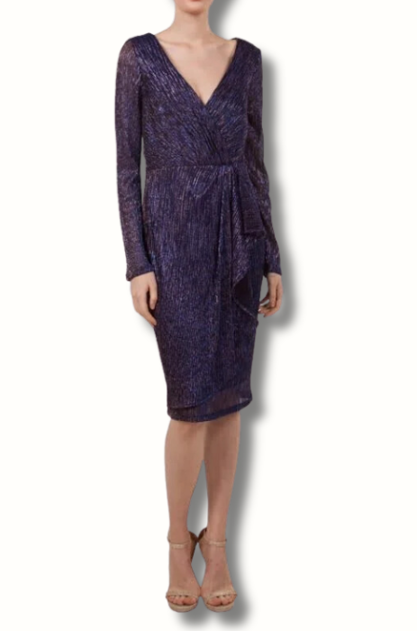Shimmer thread long sleeve party dress