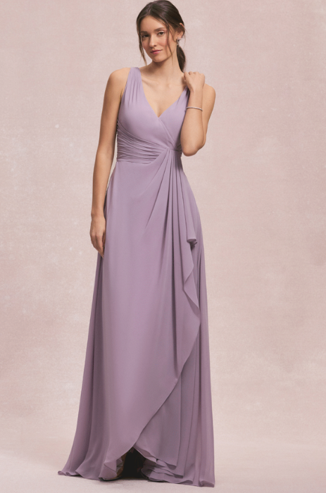 V-neck chiffon bridesmaid dress