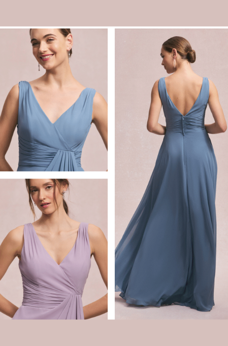 V-neck chiffon bridesmaid dress