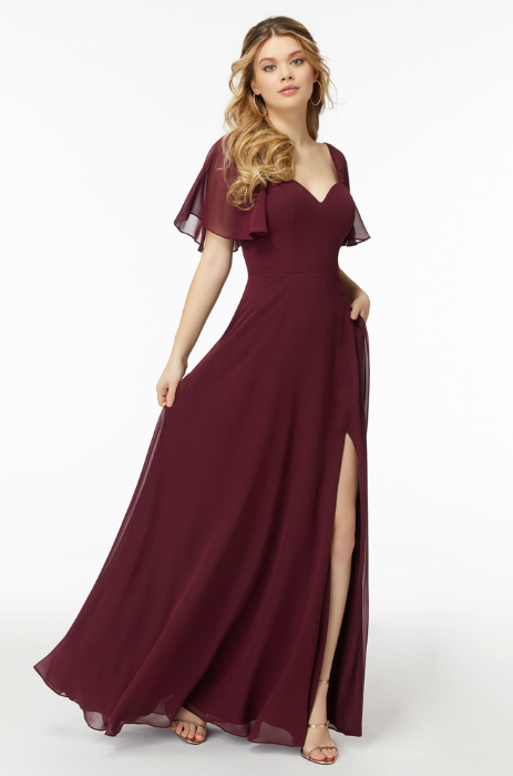 Chiffon flutter sleeve bridesmaid dress - SPECIAL ORDER ONLY