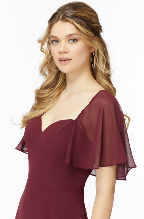 Chiffon flutter sleeve bridesmaid dress - SPECIAL ORDER ONLY