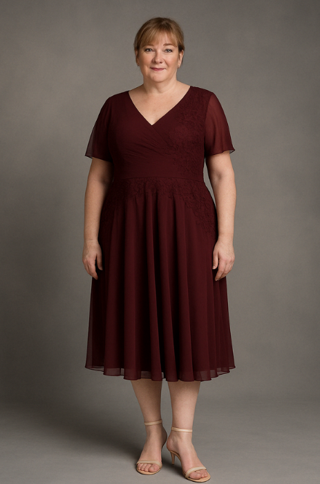 Knee length applique dress