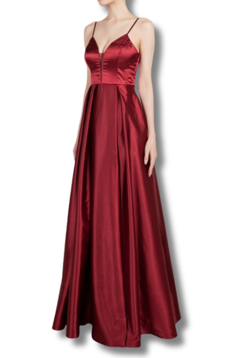 Satin V-neck ball gown