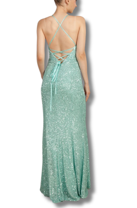 Sequin strappy back gown
