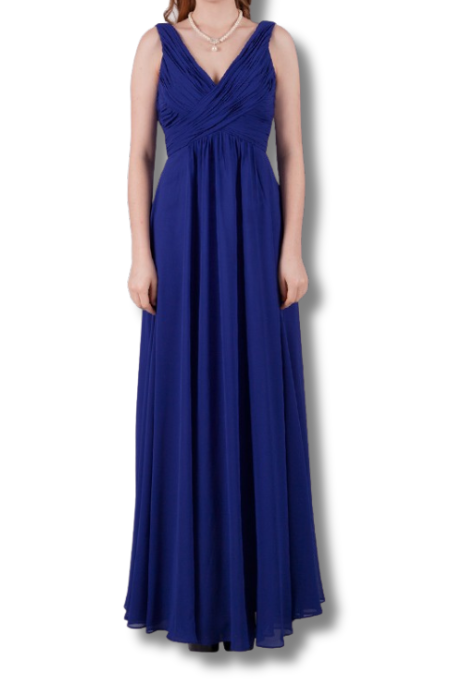 V-neck chiffon dress with ruched bodice