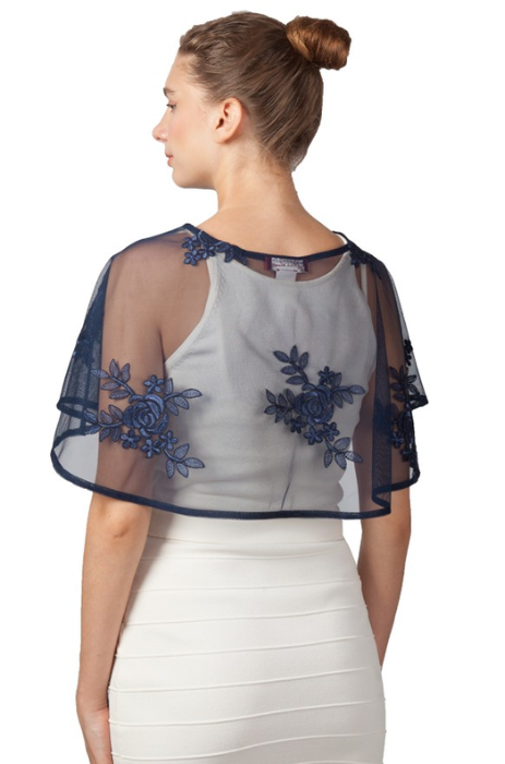 Tulle capelet with lace applique