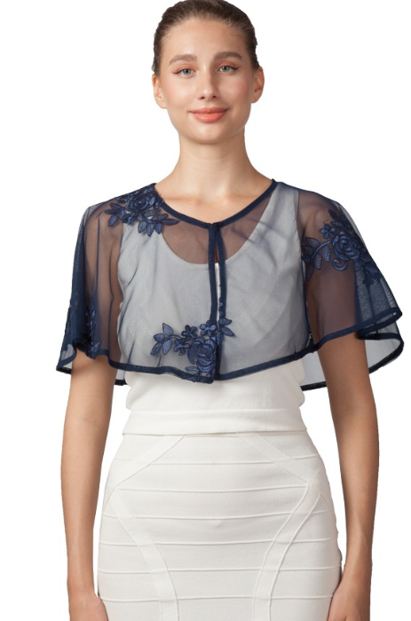 Tulle capelet with lace applique