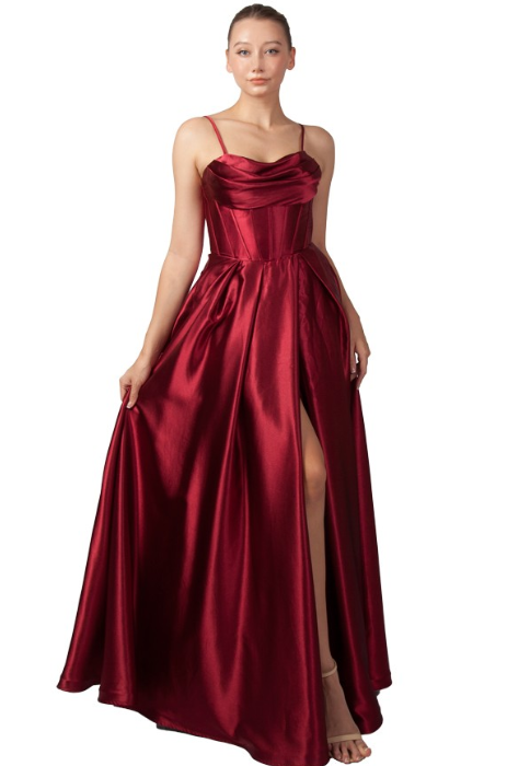 Satin corset ball gown