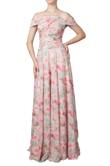 Floral drop waist gown