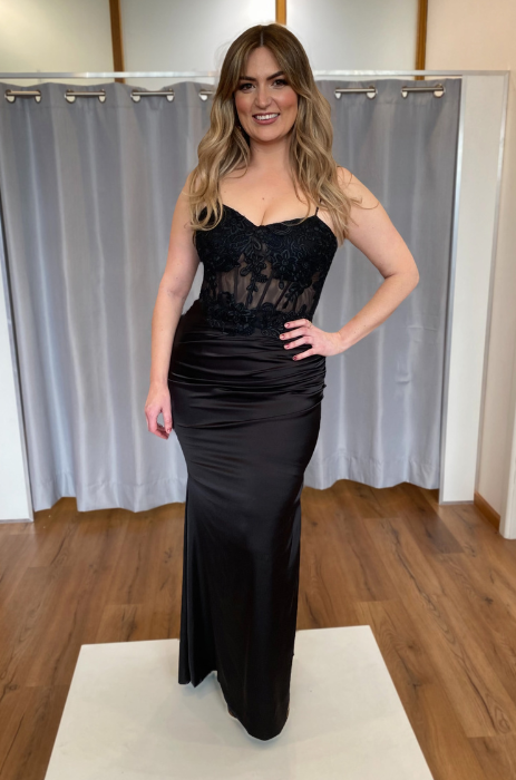 Sheer lace corset gown