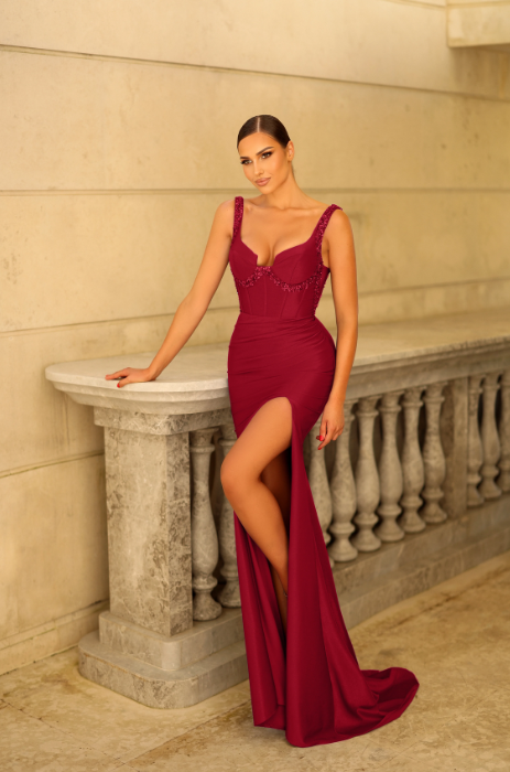 Corset beaded gown