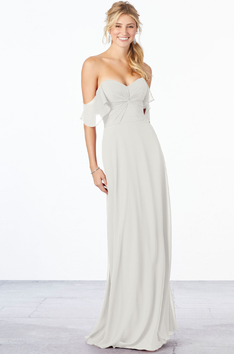Chiffon dress with ruched sweetheart neckline