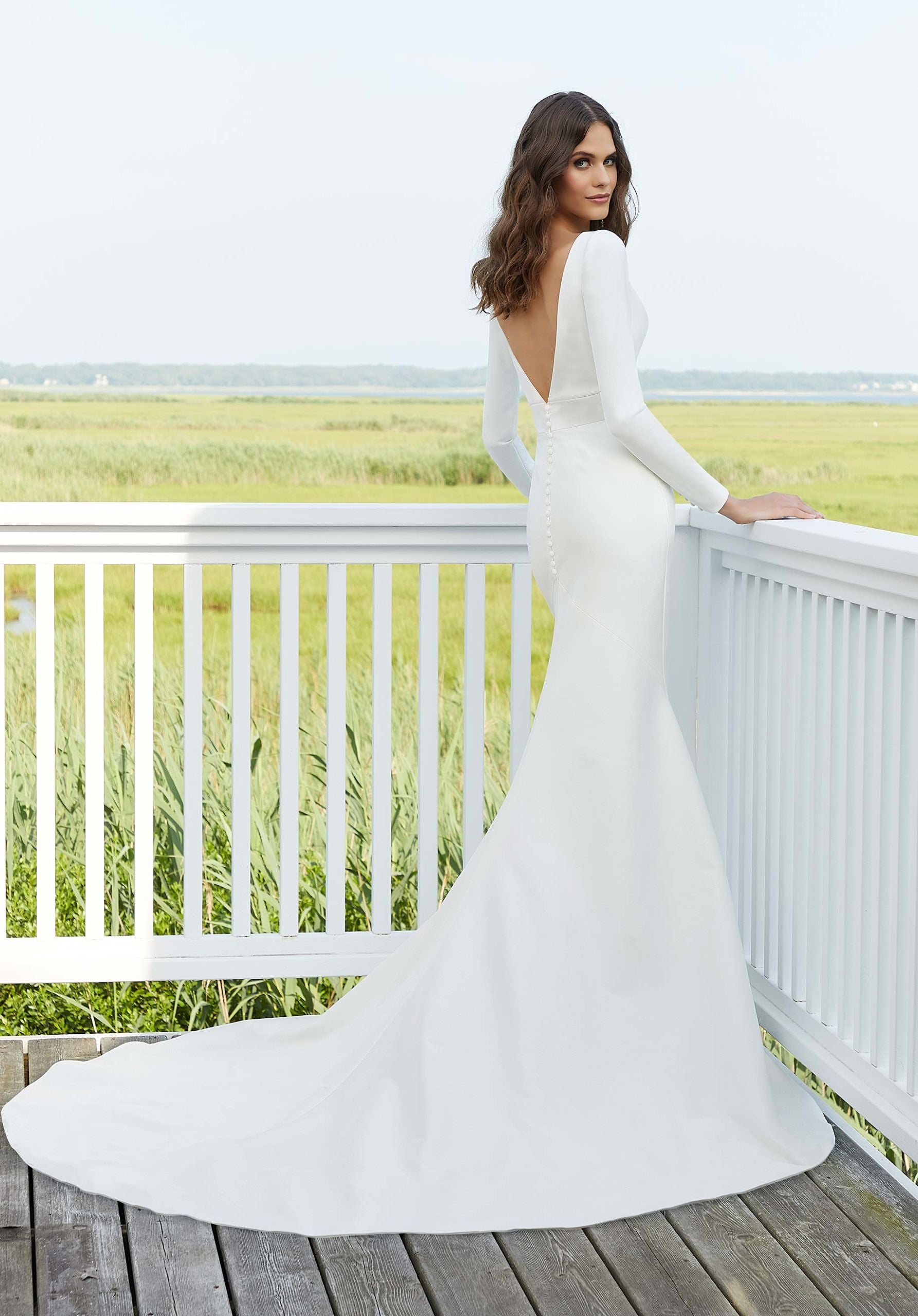 Back view of Emmy wedding gown by Morilee