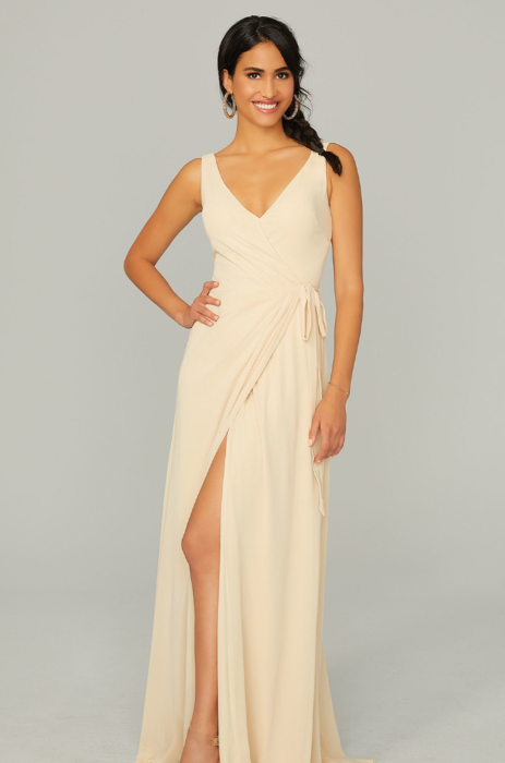 V neck chiffon wrap dress