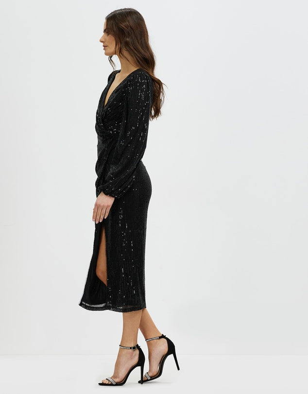 Bariano Mariah long sleeve sequin dress