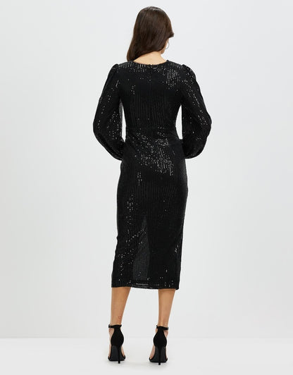 Bariano Mariah long sleeve sequin dress